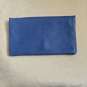 Royal blue leather clutch Ann Taylor